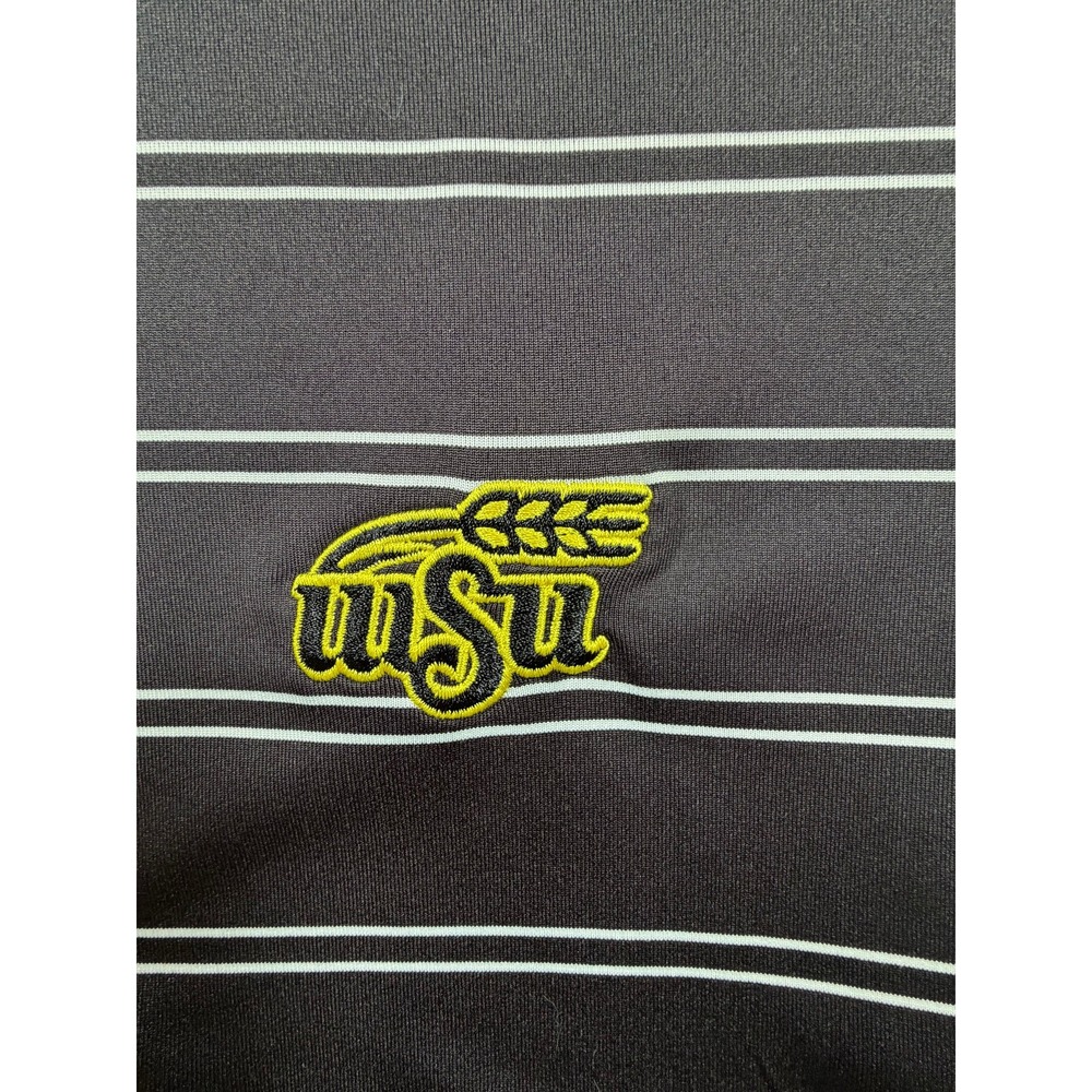 Cutter Buck Wichita State Shockers Mens XL Polo Shirt Black White Stripe DryTec - Picture 3 of 10